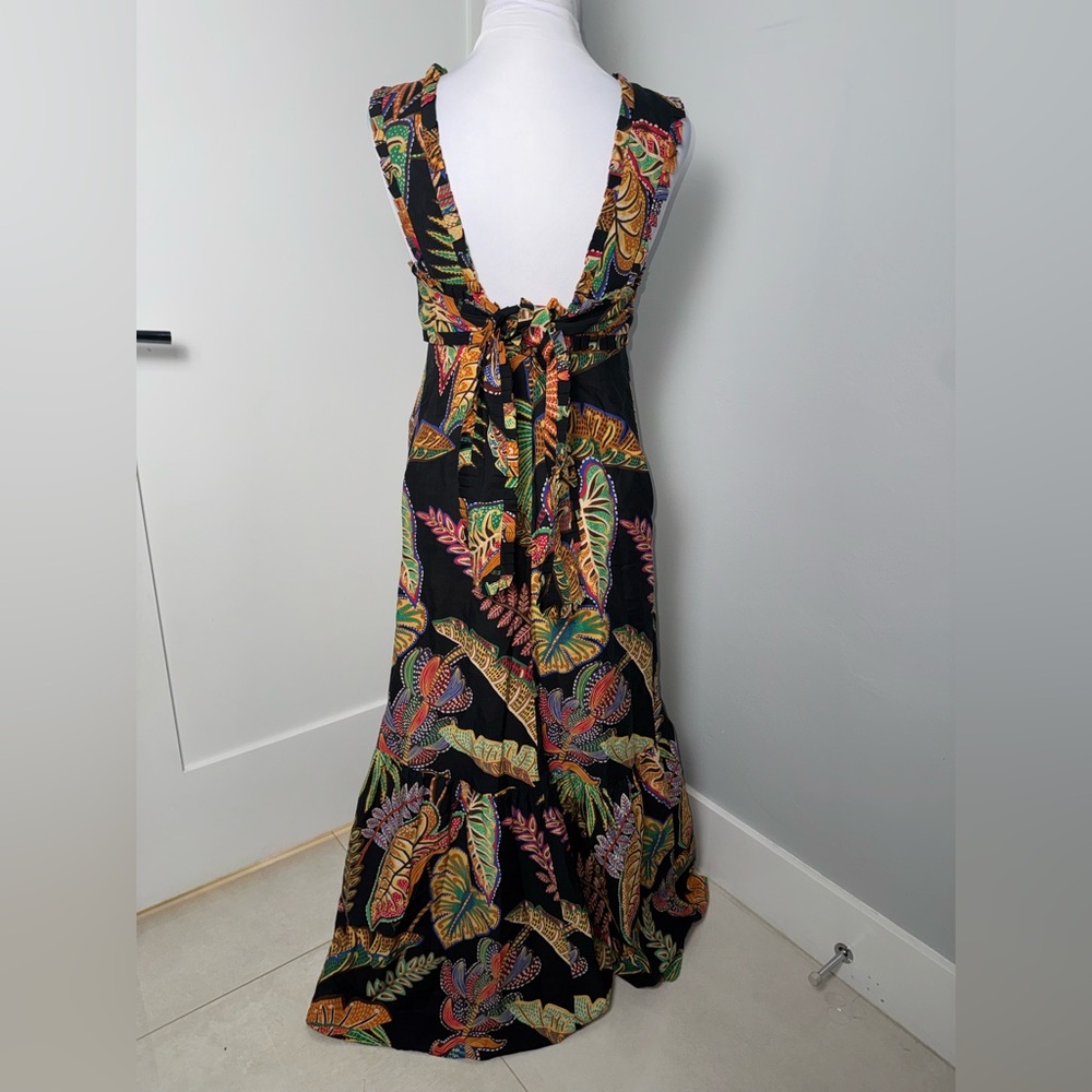 Farm Rio Cool Foliage Black Sleeveless Maxi Dress/Size XXS - Picture 6 of 9
